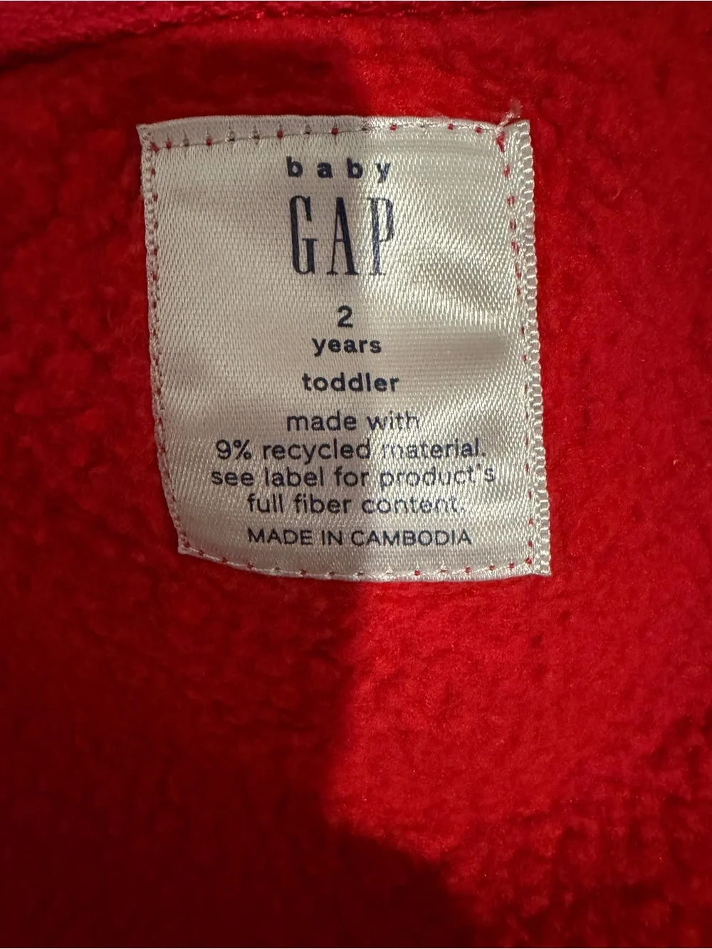 Baby Gap Toddler Red Fleece Hoodie Jogger Sweatpants Set 2 Years 2 Piece Outfit